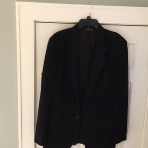 Navy wool jacket in muted herring bone design